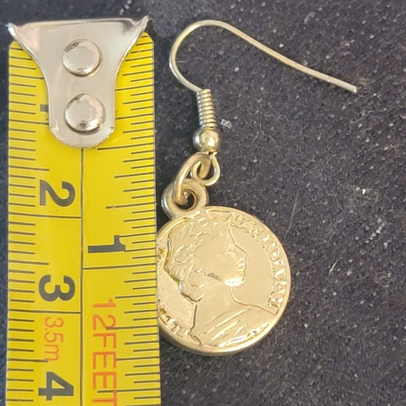 Handmade Lightweight Gold Tone Earrings Weathered Coin Earrings! - Picture 6 of 7